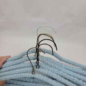 Vintage Handmade Crochet Clothes Hangers Blue Pastels Set of 6 Retro Boho